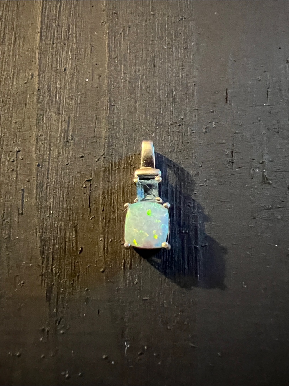 Opal Pendant Necklace - Iridescent White Opal in 925 Sterling Silver